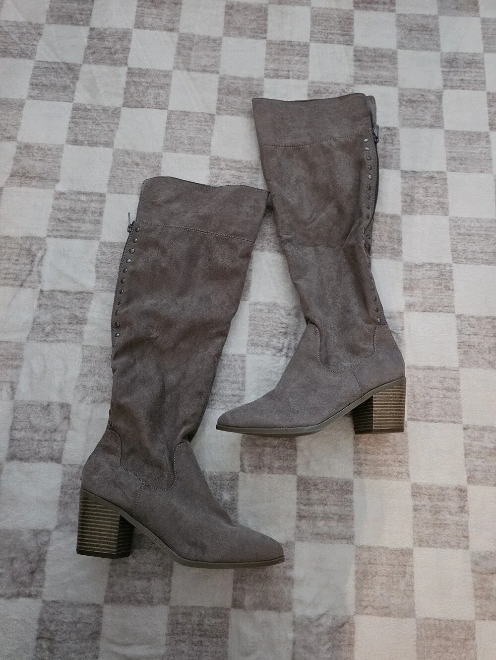 Madden Girl Taupe Over-the-Knee Block Heel Boots Size 8.5